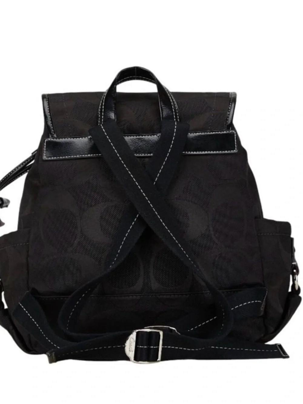 Coach Black Signature Drawstring mini Backpack y2k